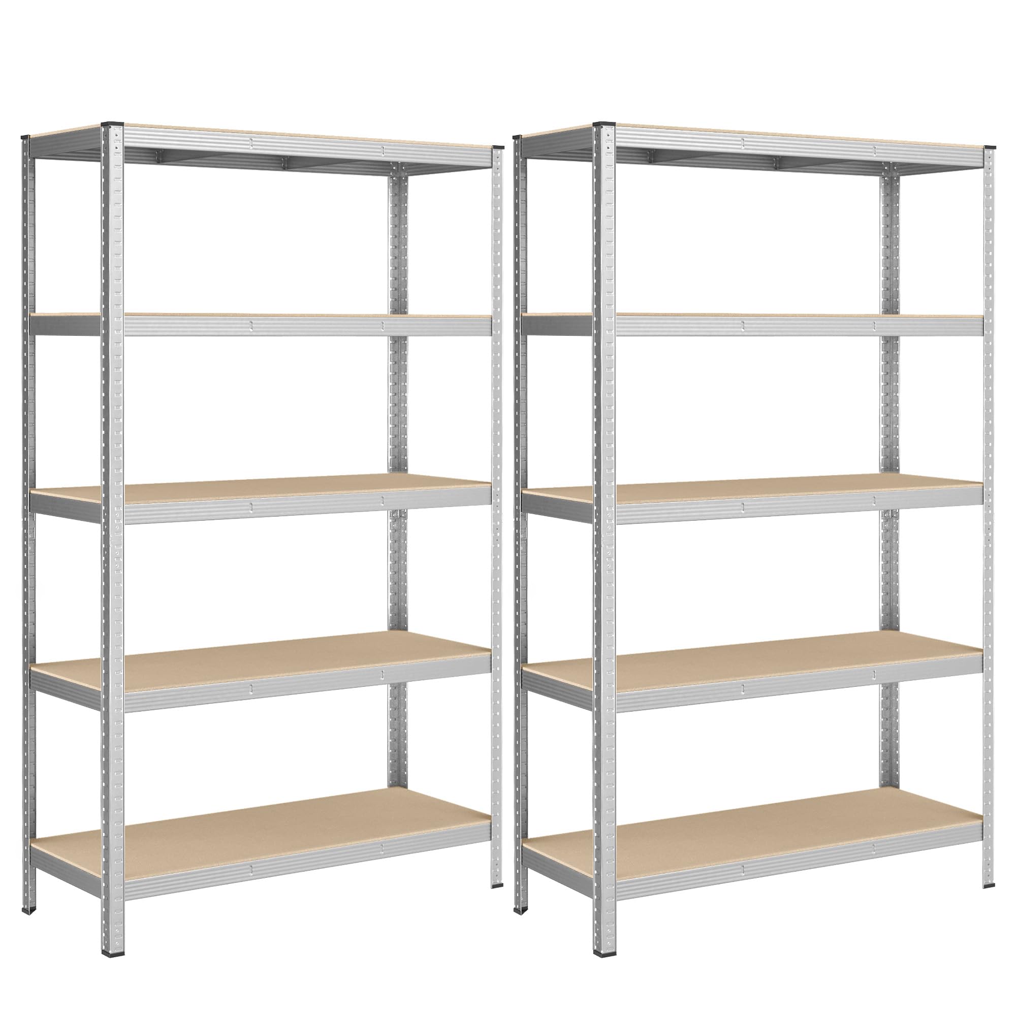 SONGMICS 5-Tier Heavy-Duty Shelving Units, Set of 2 Steel Shelving Units for Storage, Boltless Assembly, for Garage, Shed, Load Capacity 750 kg, 60 x