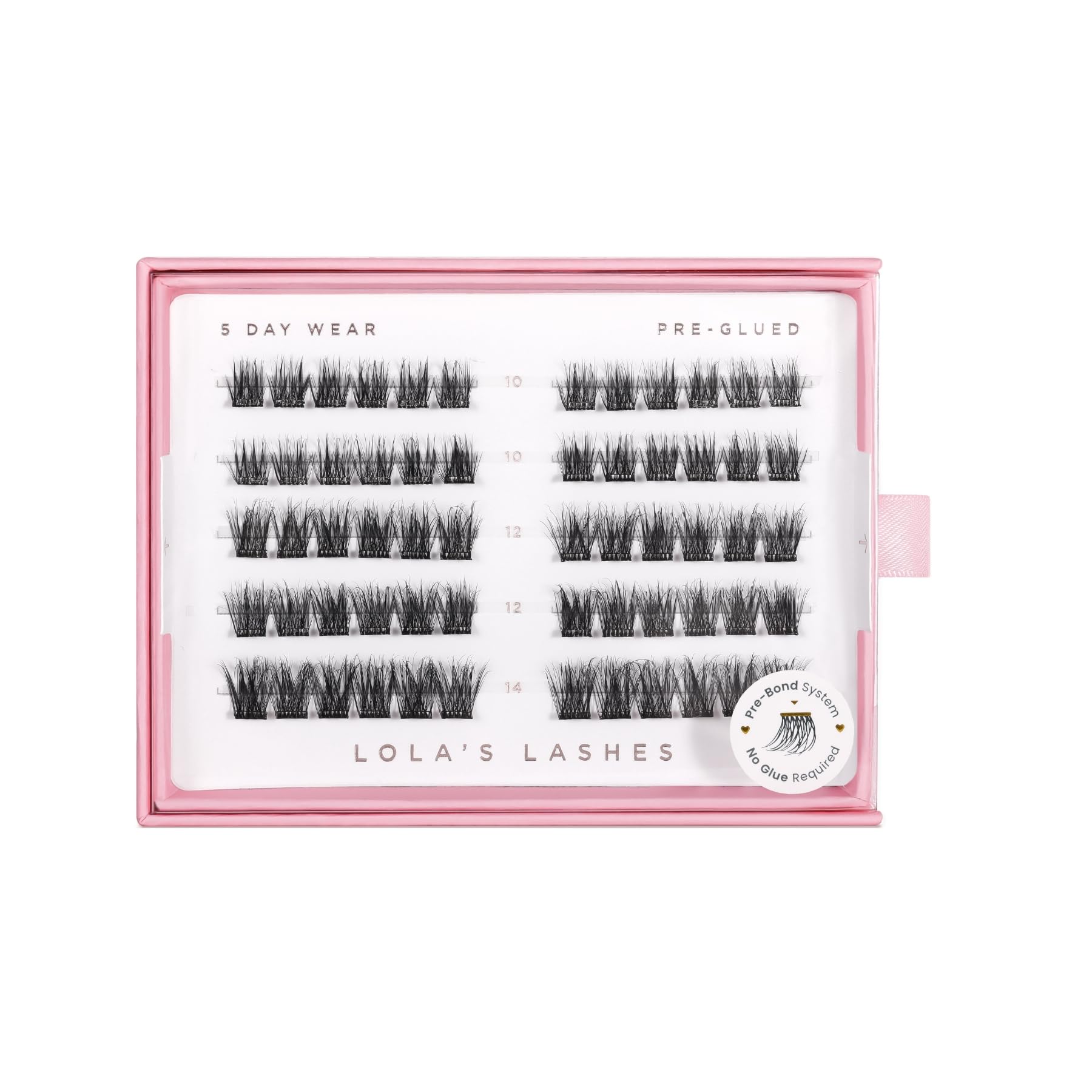 Lola's Lashes Pre-glued Eyelashes | Soft Wisp 5 Row Lashes Refill Pack | Pre-Glued Wispy Lashes | Easy Application | 5-10 Days Wear & Waterproof |
