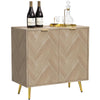 Yvsevnr Sideboards for Living Room Wooden Storage Cabinet Small Sideboard Herringbone Cupboard with Adjustable Shelves Accent Cabinet for Kitchen,