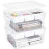 Creahaus 2Pack 16L Organizers and Storage Box with Removable Tray, Durable Plastic Containers with Lids and Latching Buckles, Stackable Art & Craft