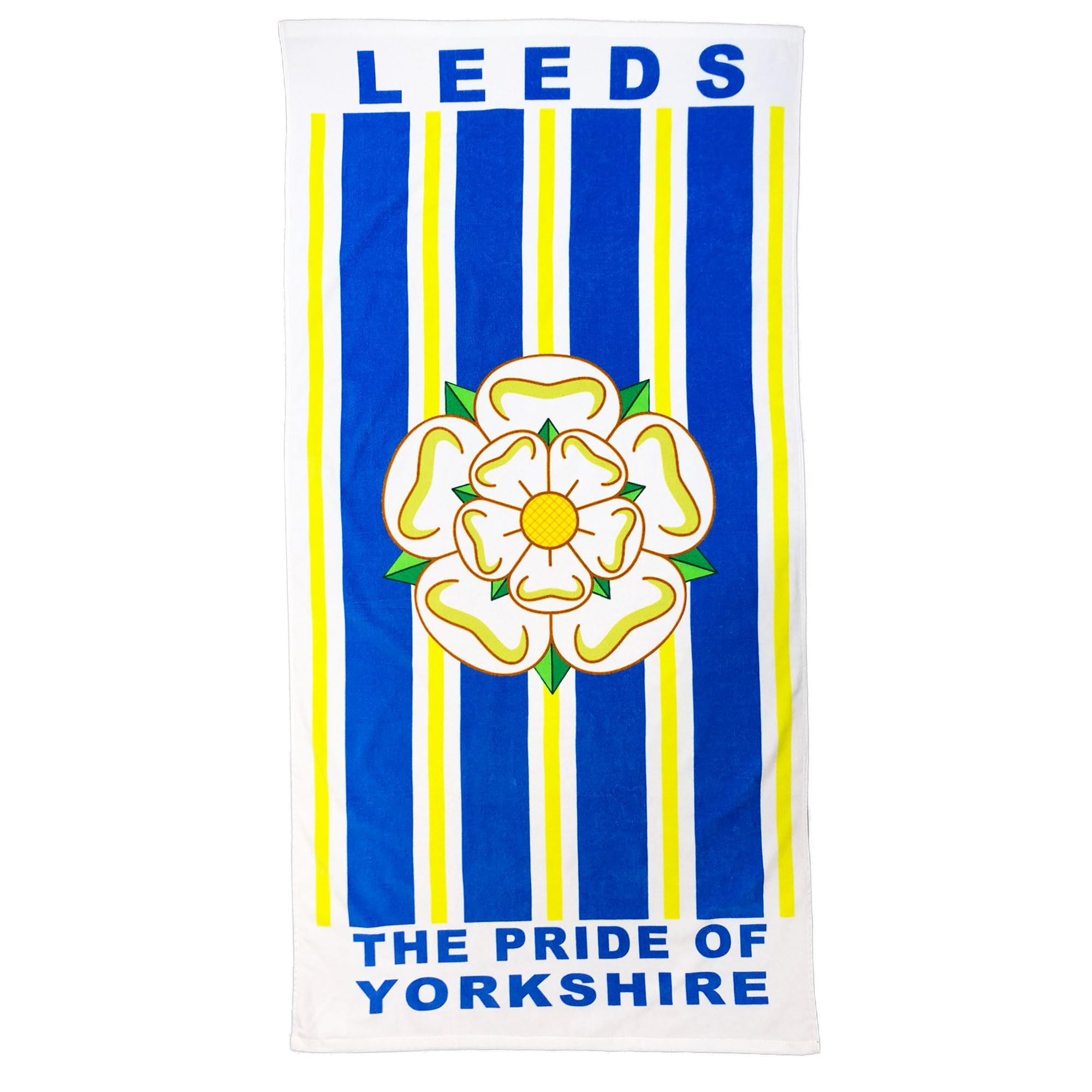 Beyond Happy Leeds Giant Yorkshire Rose Beach & Bath Towel, 100% Cotton & 150cm X 75cm, Leeds Football Fans Holiday Beach Towel, Big Bath Towel for