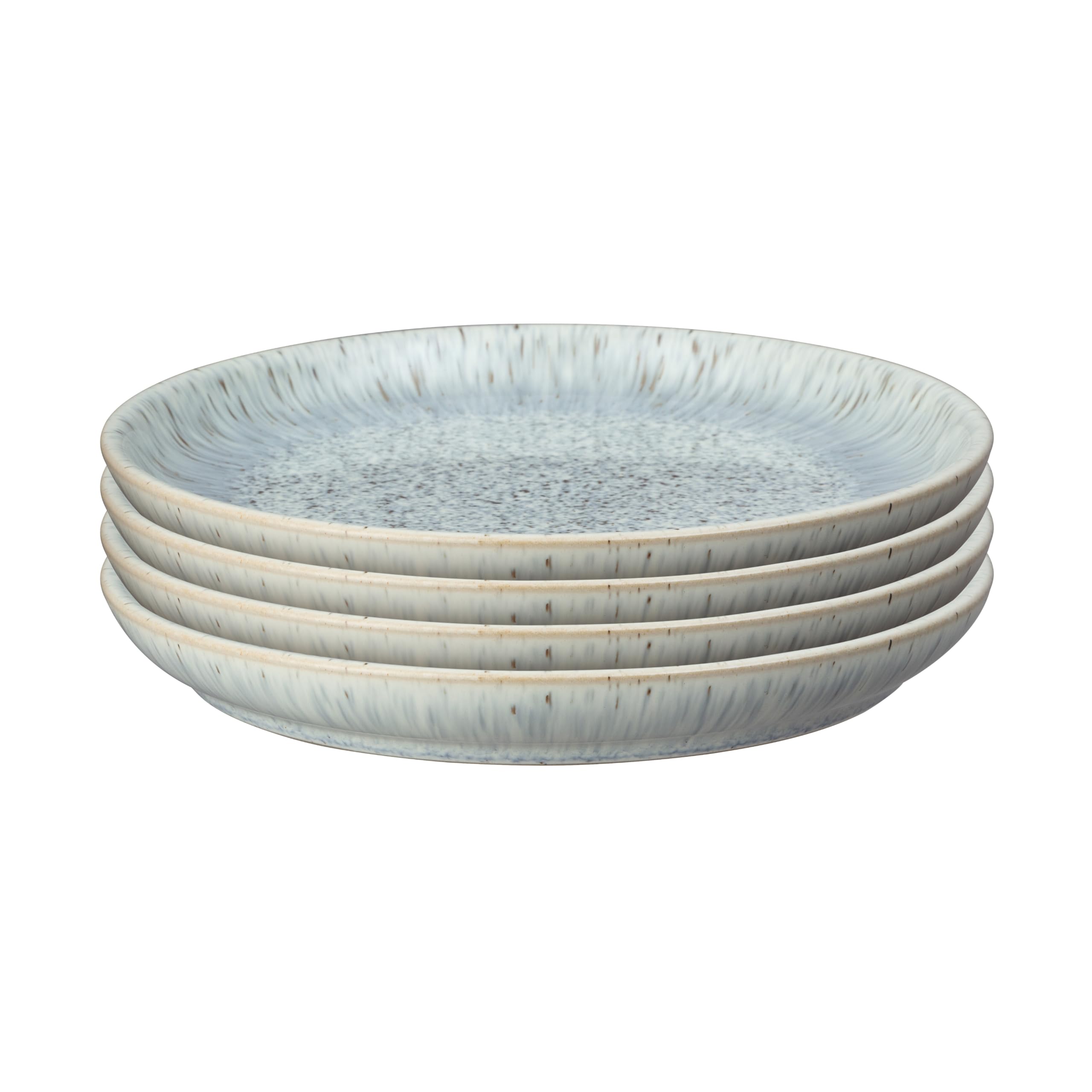 Denby - Halo Speckle Medium Plates Set of 4 - Grey, Neutral Patterned Coupe Dishwasher Microwave Safe Crockery 21cm - Glazed Ceramic Stoneware