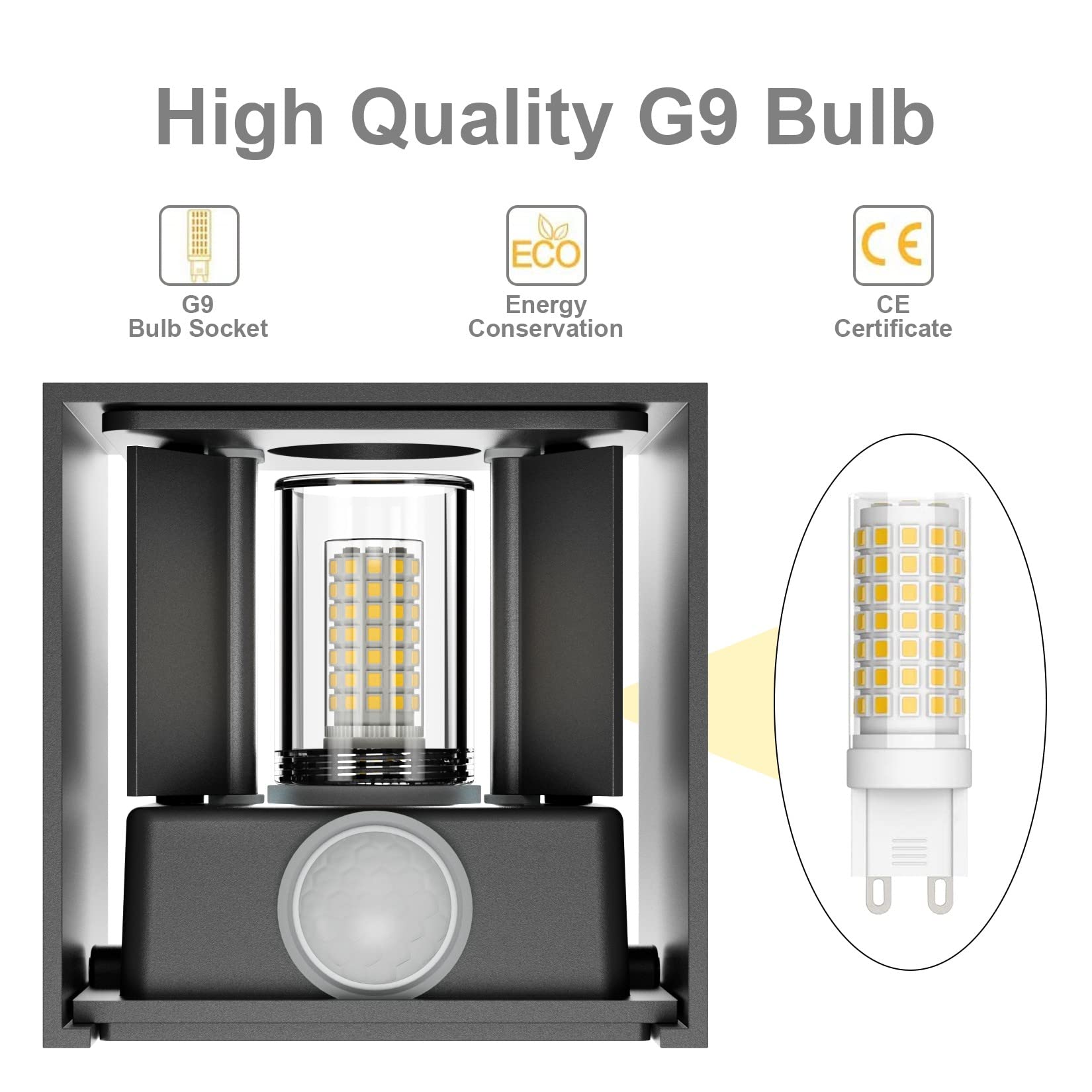 Klighten 2PCS Outdoor Wall Light with Motion Sensor, Waterproof IP54 Outside Wall Lamps with Sensor, Adjustable Beam Angle, Natural White 4000K, Dark