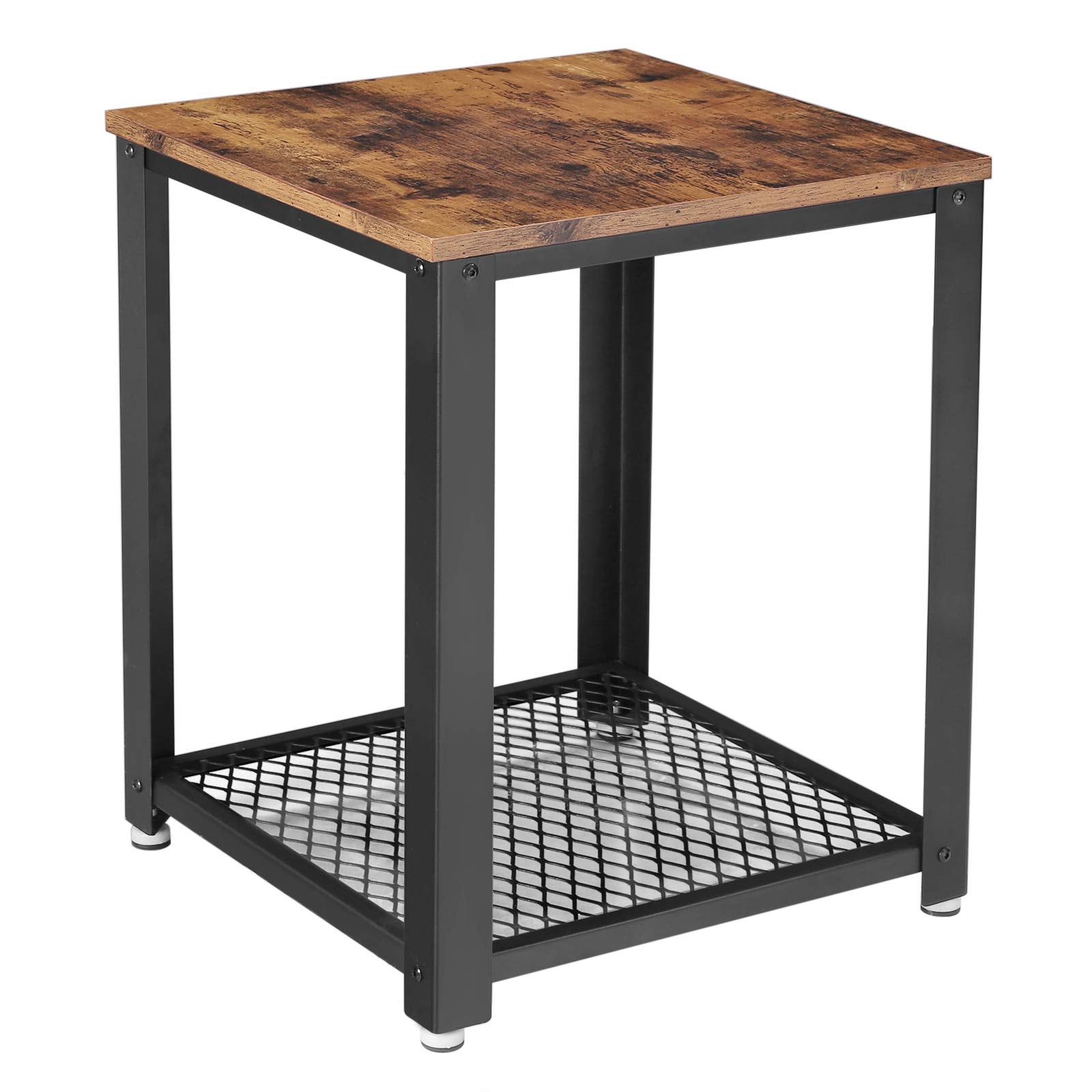 VASAGLE Side Table, Industrial End table, Coffee Table, with Metal Frame, Easy to Put Together, for Living room, Bedroom, Kitchen, Rustic Brown and