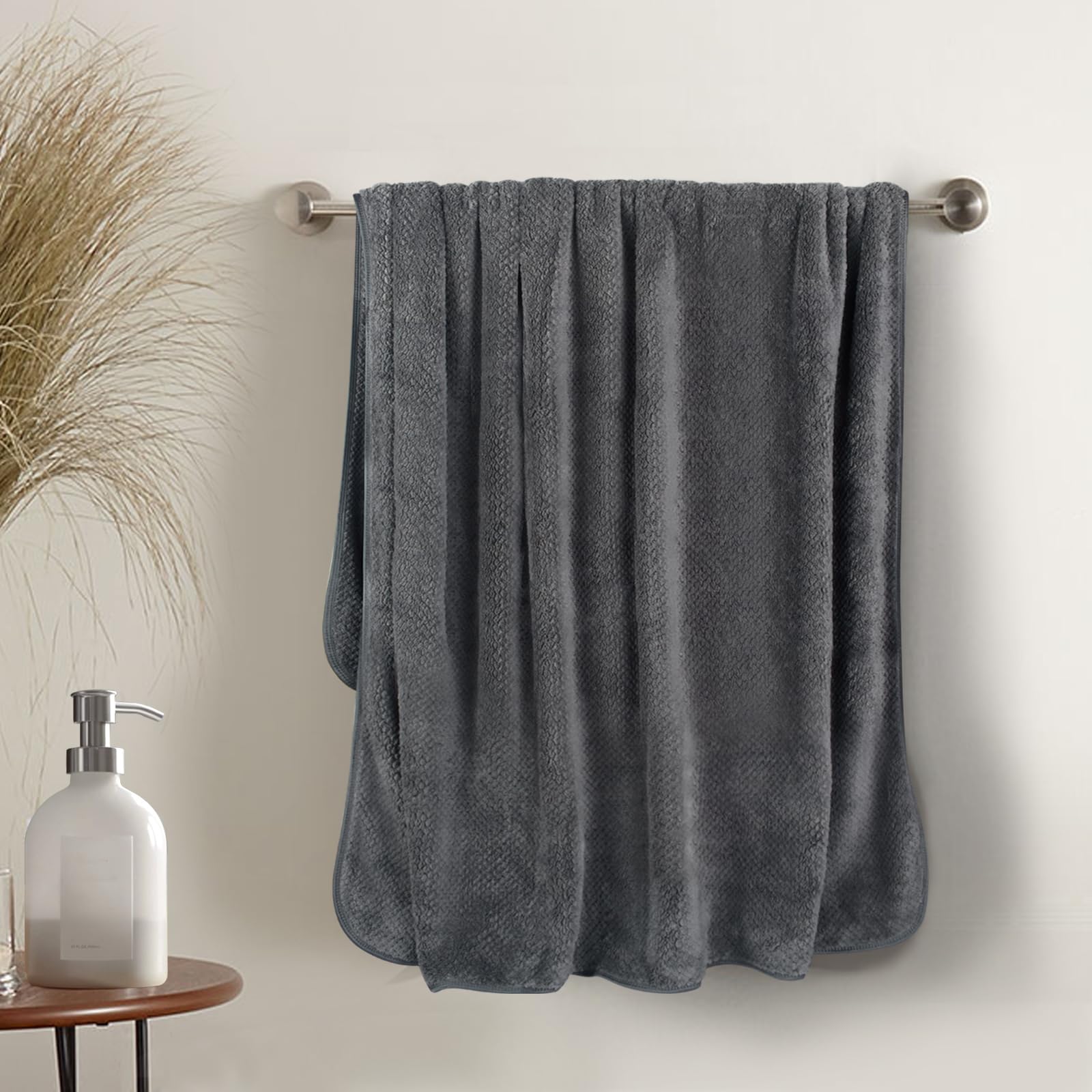 KinHwa Microfiber Bath Towels Extra Large Bath Sheets 90x140cm Super Absorbent and Soft Bathroom Towels Quick Dry shower towel for Spa, Swimming,1