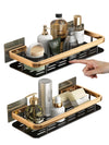 Otufan 2 Pack Shower Caddy, Shower Shelf, Black and Gold Bathroom Shelves & No Drilling & Rustproof, Rectangular Shower Rack for Bathroom and Kitchen