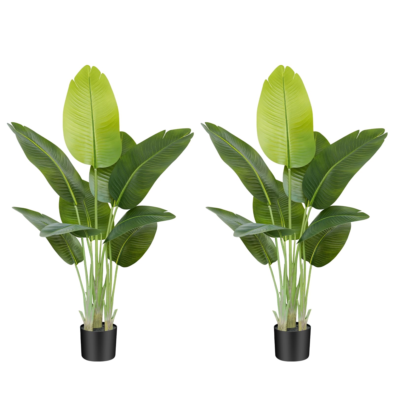 Keeplush Artificial Bird of Paradise Plant Outdoor 120CM Fake Tropical Banana Tree with 9 Leaves-Perfect Faux Plants for Indoor, Floor Plant in Pot