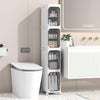 Enjinkail Tall Bathroom Cabinet, Slim Freestanding Plastic Storage Unit with Door, Waterproof Small Trolley with Wheels for Office, Living Room,