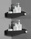 Sotfamily 2 Packs Black Shower Caddy, No Drilling Shower Corner Shelf with Adhesive Pad, Rust Free Plastic Shower Storage for Bathroom, Kitchen,