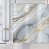 ASDCXZ Shower Curtain Marble 180x200 cm, Modern Abstract Grey Cyan Gold White Marble Optic Texture Washable Fabric Shower Curtains Polyester