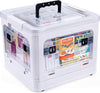 Gifhomfix Medicine Storage Box with Handles, Large Capacity First Aid Box, Clear Medical Supply Organizer with Removable Tray, Multipurpose Plastic