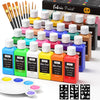 Nicpro 24 Colors Fabric Paint (2oz/60ml), Permanent Soft Fabric Paint Set with Brushes, Palette, Stencils, Non-Toxic Textile Paints for Fabric DIY