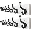 WEBI Rustic Coat Rack Wall Mount Long 8 Cast Iron Coat Hooks Wall Mounted,Heavy Duty Wall Coat Hanger Hooks for Hanging Coats,Clothes,Black on White,2