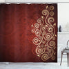 ABAKUHAUS Burgundy Shower Curtain, Floral Swirls Ivy Image Ombre Details Grunge Backdrop Flower Artwork, Cloth Fabric Bathroom Decor Set with Hooks,