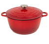Non-Stick Aluminium Pot with Lid  Sturdy Deep Dutch Oven  Casserole Pot with Ergonomic Handles  4L, 24cm, Red  Oven Safe Cooking Pot  by Nuovva