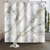 Xiaoterna Marble Shower Curtain 3D Grey Gold Bathroom Curtain Luxury Modern Abstract Grey Marble Golden Dots Water Repellant Machine Washable Shower