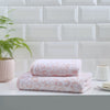 Fusion - Blush Pink Animal Print Bath Towel (70 x 130cm) - 100% Cotton - Cheetah/Leopard Paw Print - Safari Zoo Animal Towel - White & Pink Bath