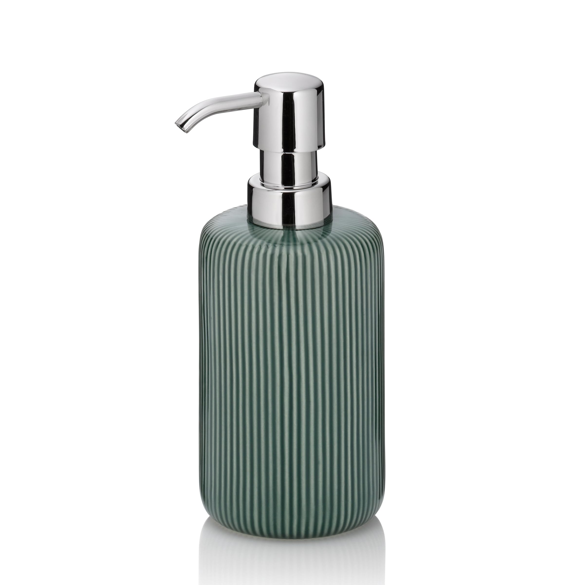 kela AVA Soap Dispenser 350 ml Green Ceramic Pump Bottle Refillable Shiny