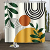 Xiaoterna Boho Sun Line Shower Curtain Leaves Sun Lines Arch Beige Bathroom Curtain Abstract Shower Curtain Mould Mildew Resistant Shower Curtain
