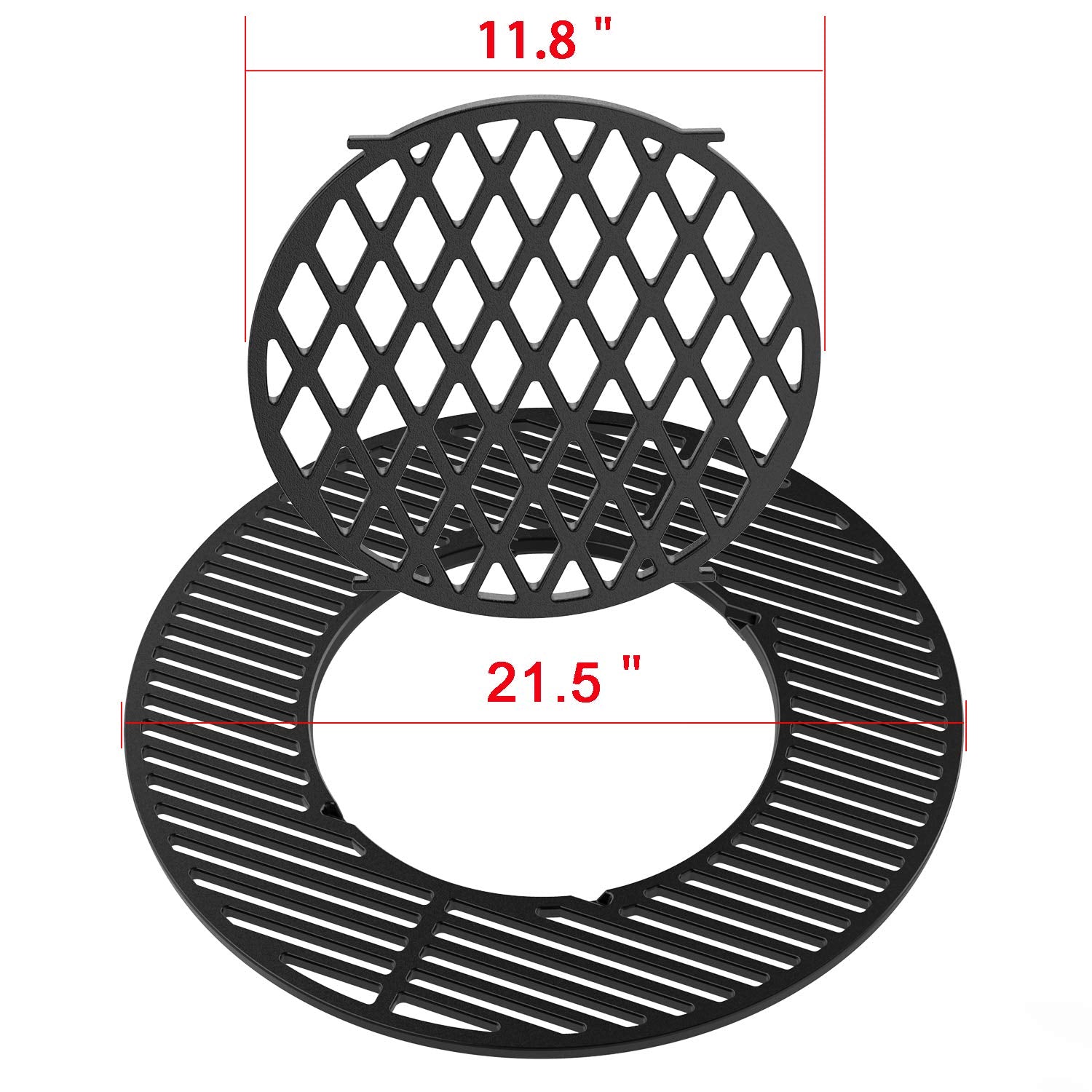 onlyfire Cast Iron Gourmet BBQ System Cooking Grate replacement for 57CM Weber Charcoal Grills