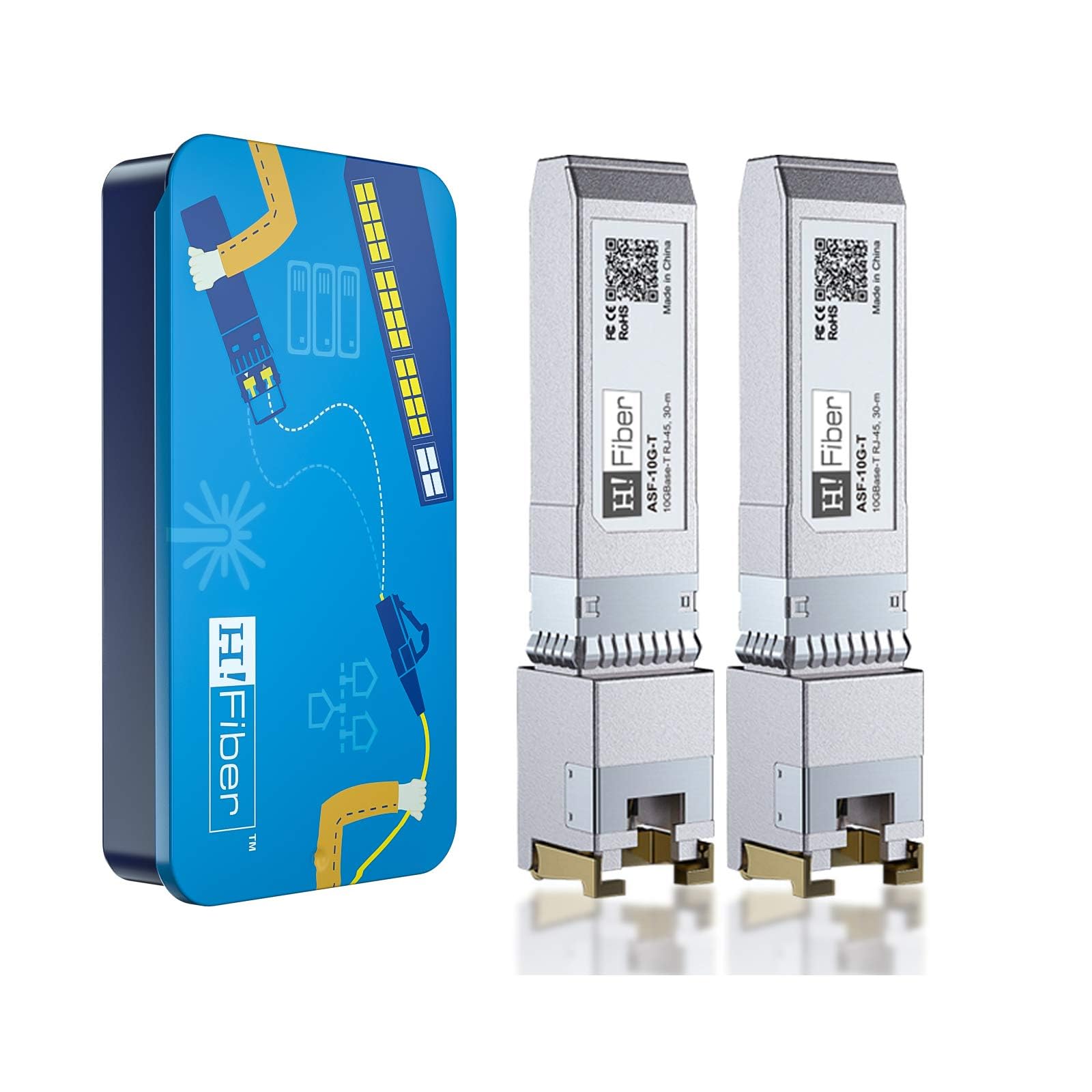 2 pack, for Ubiquiti UniFi UF-RJ45-10G, 1.25/2.5/5/10GBASE-T SFP+ Transceiver, SFP+ to RJ45, 10G Copper SFP+ to Ethernet Module also compatible with