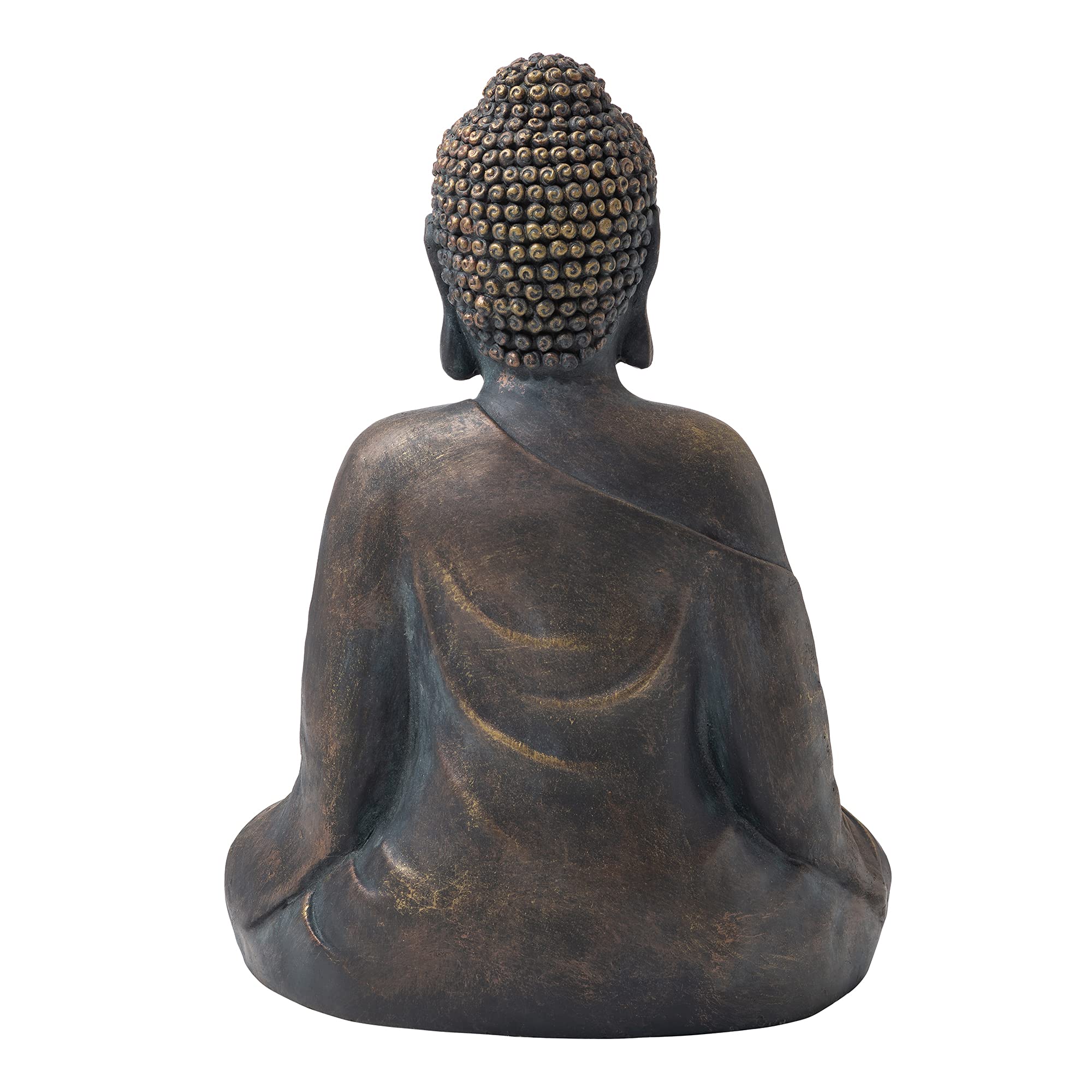 Glitzhome Meditating Buddha Statue, Magnesium Oxide, Fibre Glass, Bronze, 19 Inch Tall