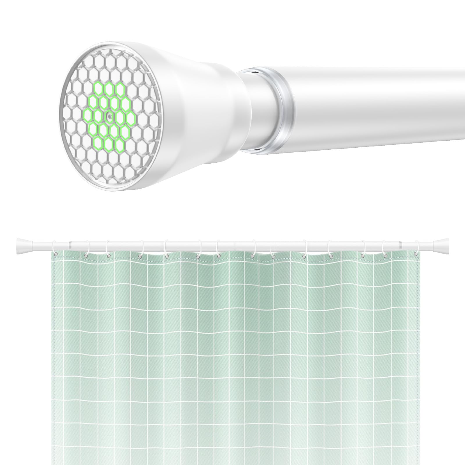 Shower Curtain Pole Extendable Curtain Poles 115-195 cm Tension Rods for Curtains Net Curtain Rods Shower Curtain Rod Extendable Telescopic Curtain