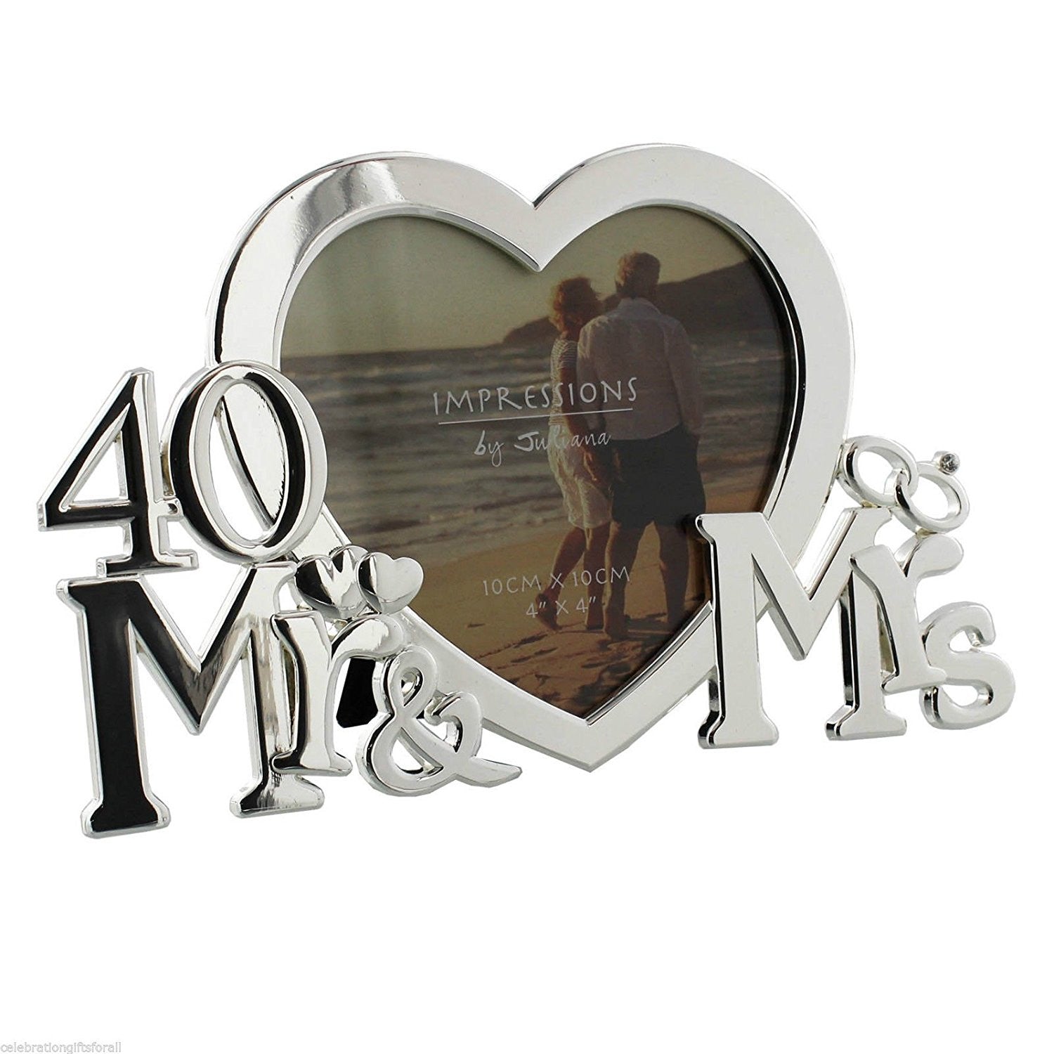 Juliana Silver-plated Heart Photo Frame Mr & Mrs 40th Anniversary