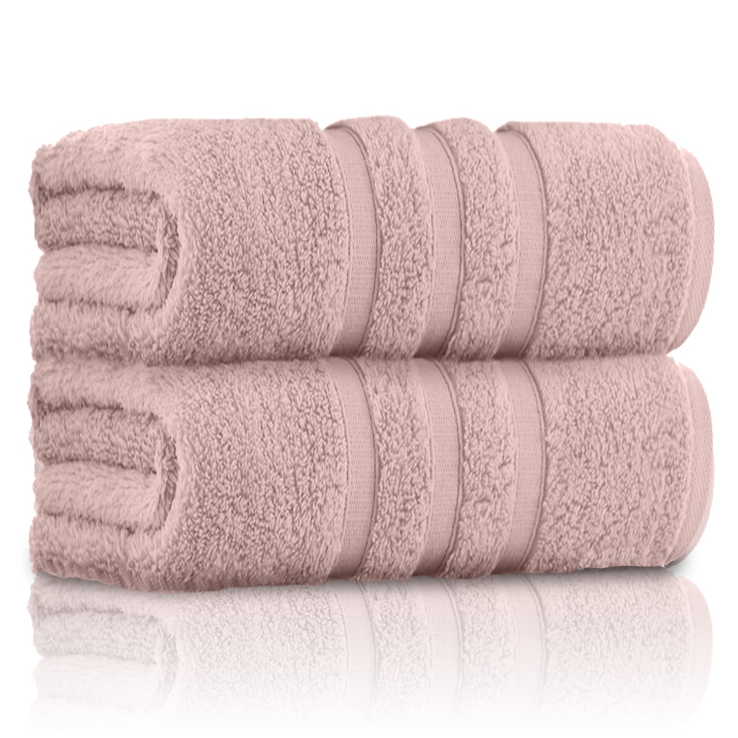 GC GAVENO CAVAILIA Pack of 2 Ultra Soft Super Absorbent Bath Sheets, 550 GSM 100% Cotton Line Texture Towels, Egyptian, Blush Pink, 80x140 Cm