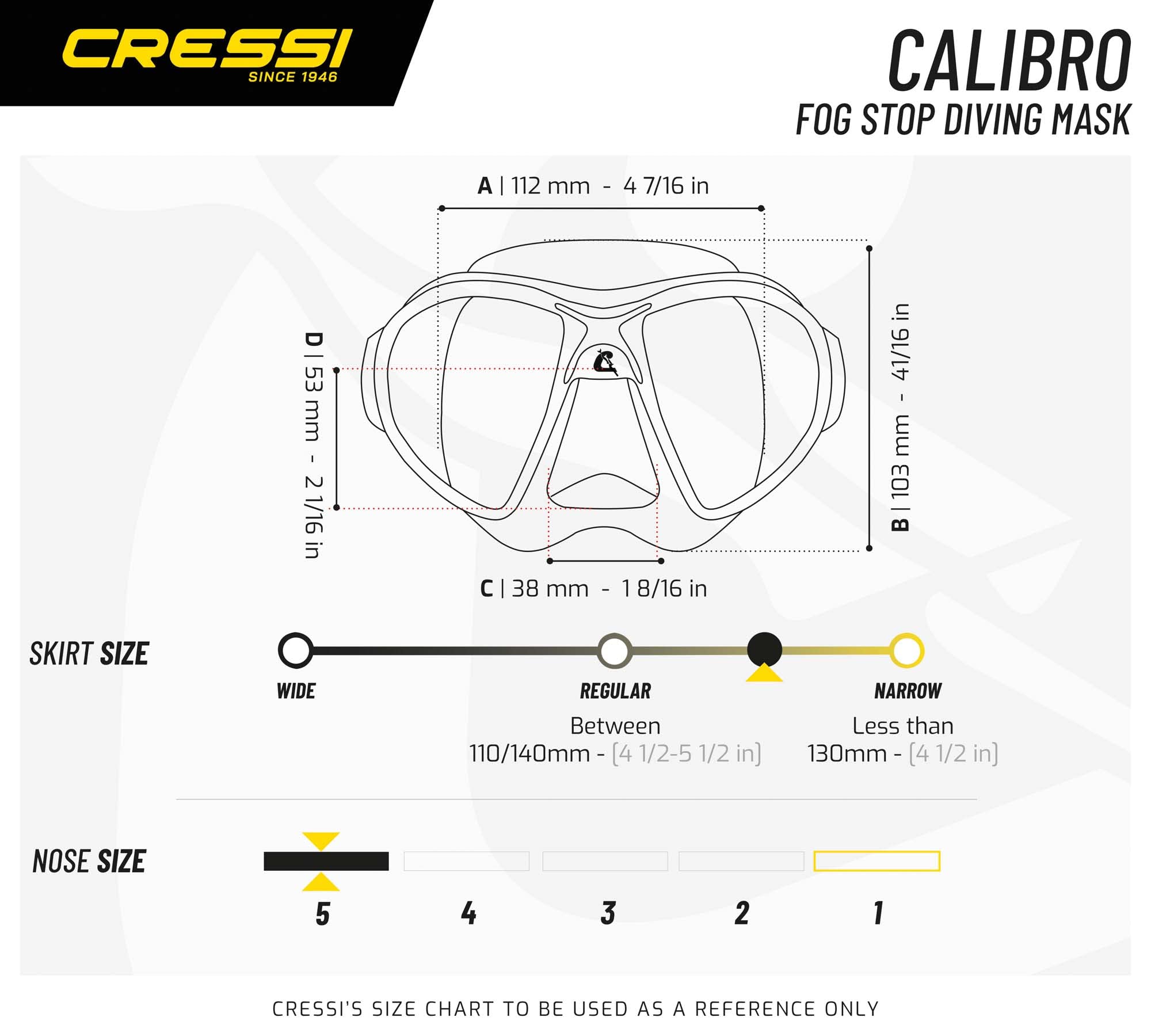 Cressi Calibro Diving Mask - Blue Nery, Uni