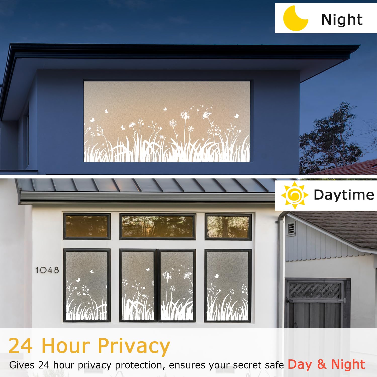 Linarun Frosted Window Film Privacy Film for Glass Windows Tint 90x400 cm Opaque Window Film Dandelion patterned Window Frosting Film with No Glue