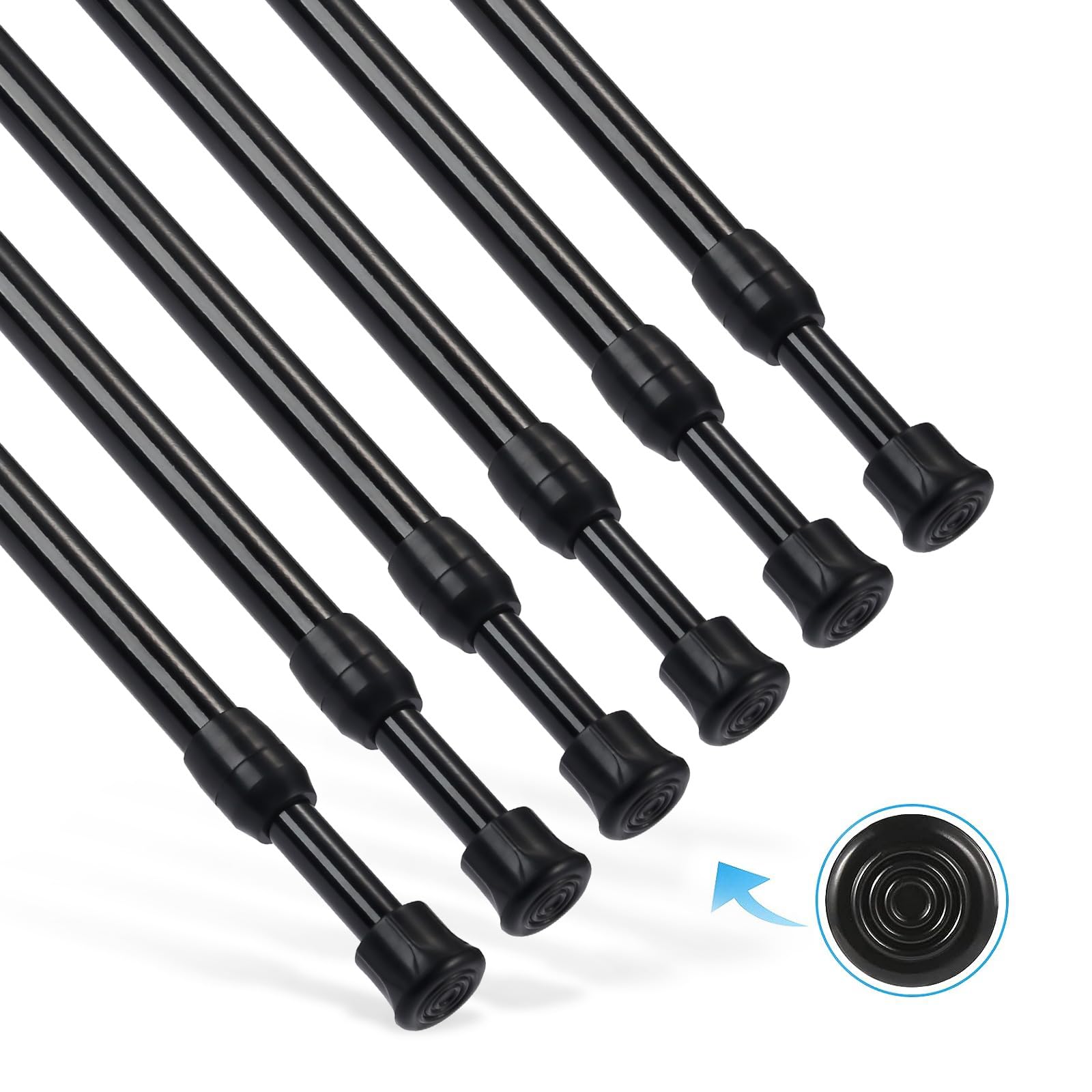 6Pcs Tension Rod, Goowin 60-110 cm Tension Rods for Windows, No Drilling Rustproof Spring Adjustable Tension Curtain Rod for Doors, Windows, Wardrobe