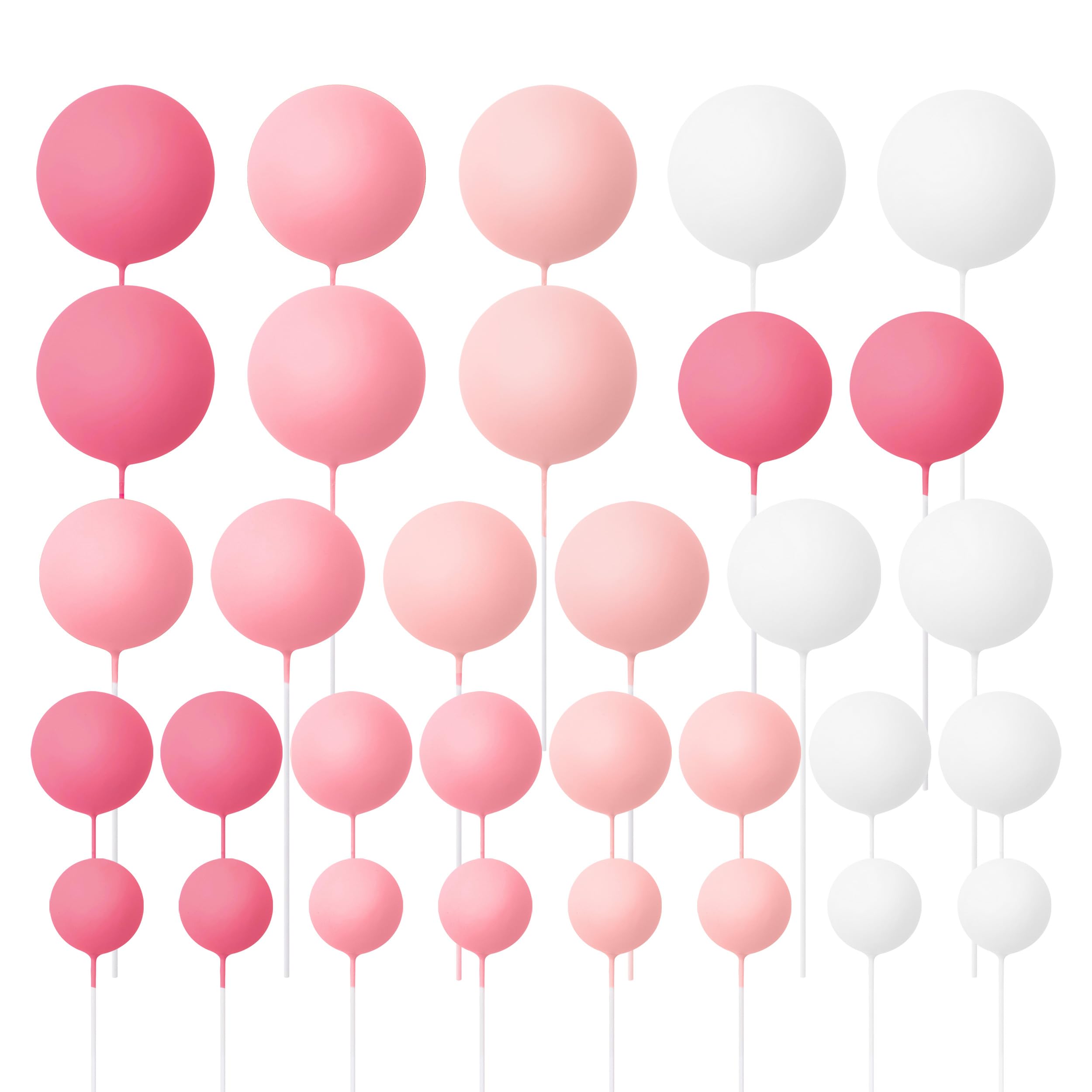 The Baked Studio - 32 Pieces Cake Decorating Balls With 4 Sizes In Pack - White, Light Pink, Pink & Hot Pink (Mixed Colour Bundle 3)