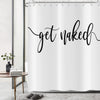 Hnmdmyi White Shower Curtain 180x200, Black Art Font Words Get Naked Shower Curtains Funny Quotes Beautiful and Cool Bathroom Curtains Waterproof