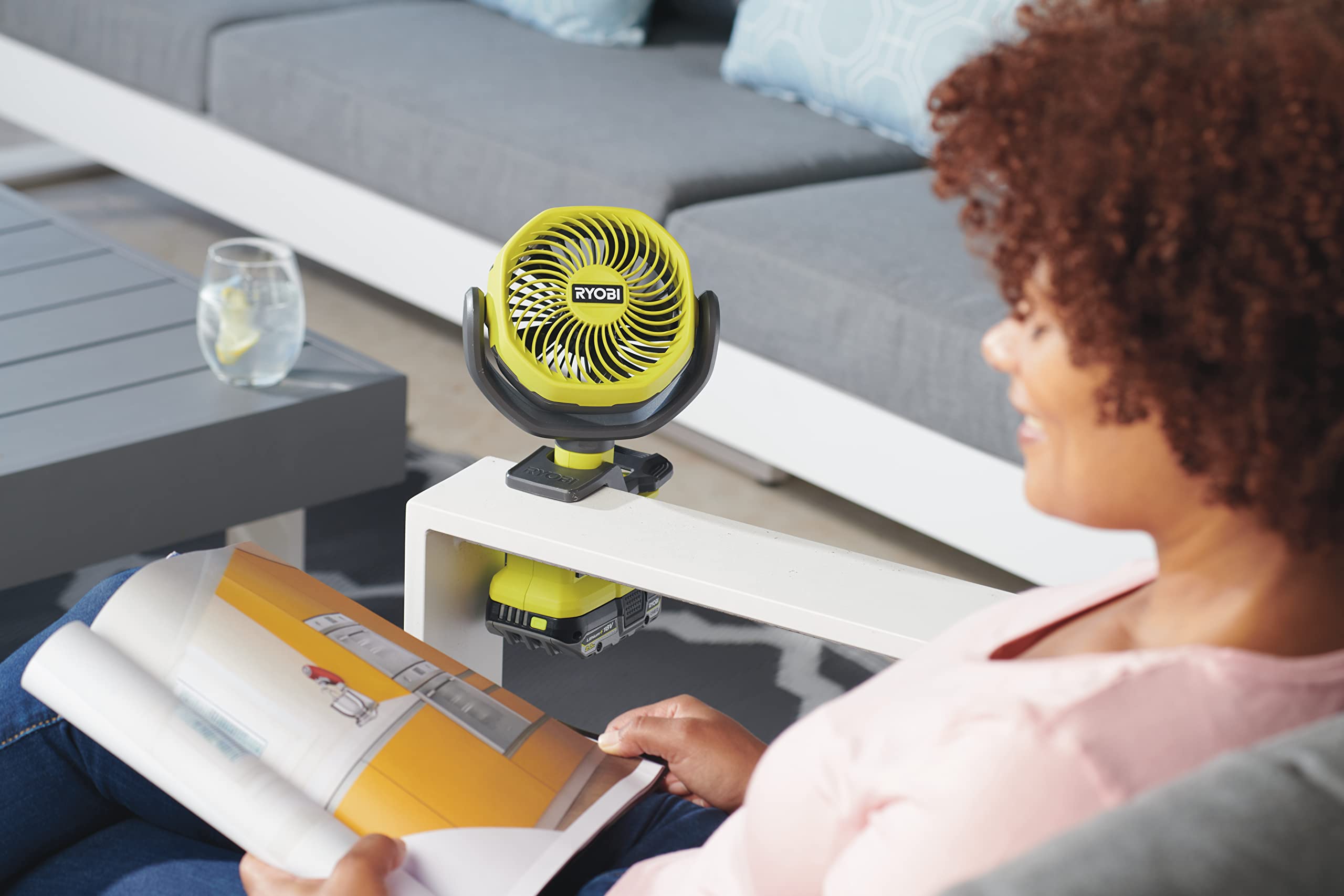 Ryobi RCF18-0 18V ONE+ Cordless 10cm Clamp Fan (Bare Tool) Hyper Green