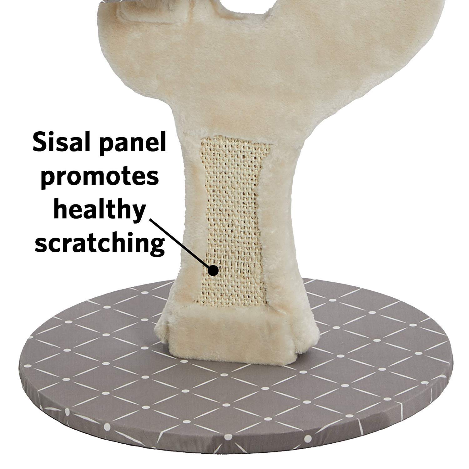 MidWest Homes for Pets Cat Tree, Salvador Cat Tree w/Built-in Sisal Cat Scratching Pad and Cat Look-Out Lounge, Mushroom/Diamond Pattern, Small Cat