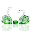 Set of 2 Crystal Green Swans for Wedding Gifts for Couple 55 Years Marriage Emeraled 55th Wedding Anniversary Presents for Parents Glass Swans