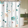 Lerores Shower Curtain, 180 x 200 cm, Teal Flower, Weighted Hem, Anti-Mould, Water-Repellent, Washable Polyester Bath Curtains with 12 Eyelets and