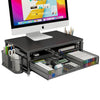 Monitor Stand Riser Metal, Office Desk riser with shelf Organizer, Office Organization ,Desk Organizer with Drawer and Pen Holder, 2-Tier Computer