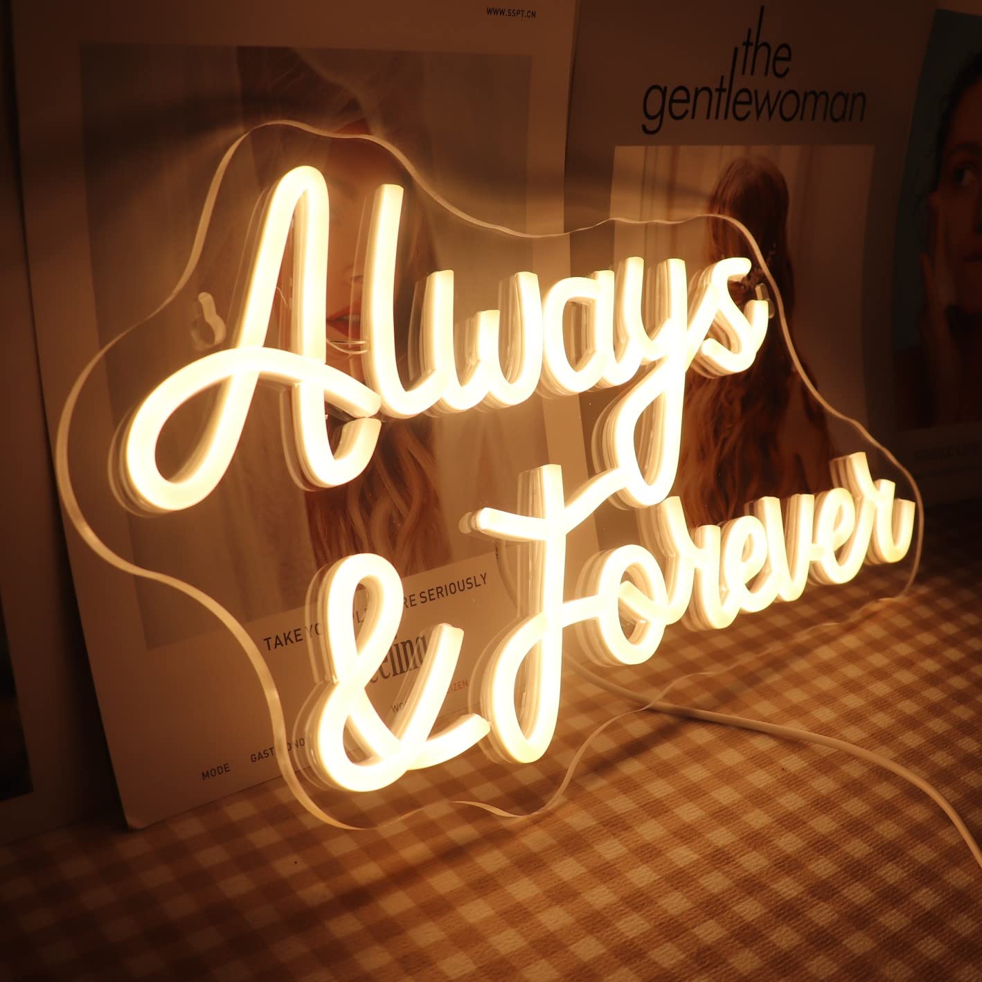 LED Always and Forever Neon Sign USB Powered with Dimmer Switch Neon Lights for Room Home Art Wall Decor Wedding Engagement Party Wall Hanging