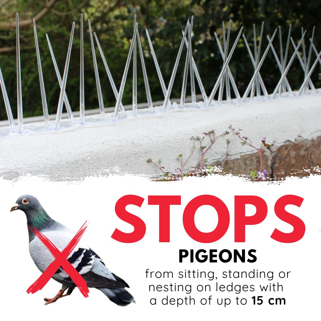 Defender Bird Spikes | Wide Plastic Pigeon Deterrent | 5 Metres with Defender Fixing Silicone.