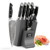 NANFANG BROTHERS 9 Damascus Kitchen Knife Set with Beech Wood Knife Block, Knife Block with Knife Professional Chef's Knife Kitchen Knife Set VG10, 67