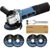 C P CHANTPOWER Angle Grinder Power Tool, 115mm Corded Cutting Grinding Polishing with 2X Cutting Wheel, 2X Grinding Wheel and Side Handle, 750W