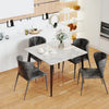 Kitchen Dining Table Marble Tabletop: Square 80cm Contemporary Sintered Stone White Pattern High Gloss Marble Top Dinner Tables 4 Seater with Tapered