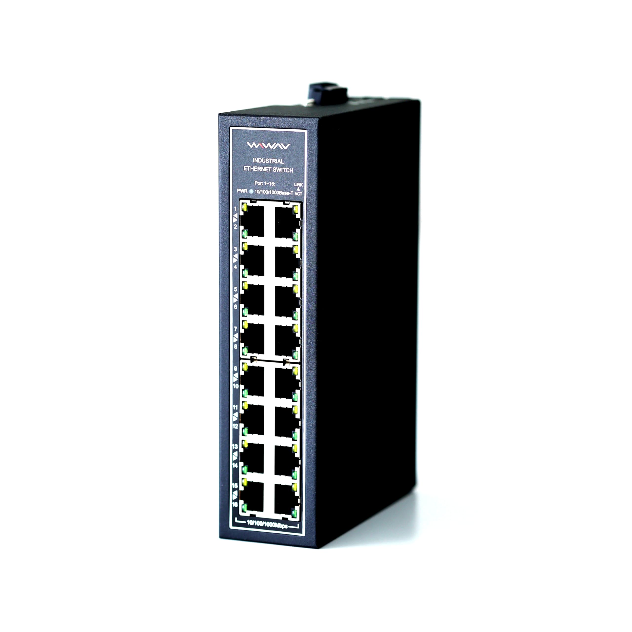 WIWAV WDH-16GT-DC 10/100/1000Mbps Gigabit Unmanaged 16-Port Industrial Ethernet Switches with DIN Rail/Wall-Mount (Fanless,-30?~75?)