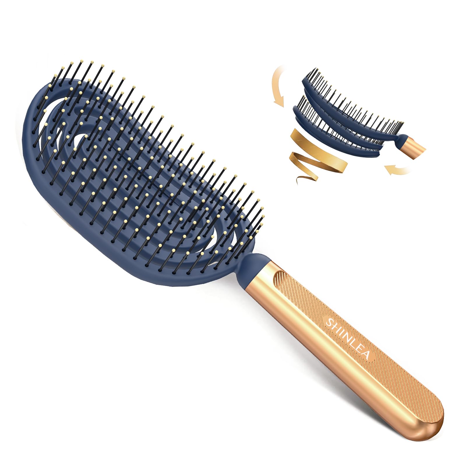 SHINLEA Spiral Detangle Hair Brush, Speed Dry Vented Detangling Brush for Wet&dry Hair, Massage Hairbrush with Flexible Soft Bristles for Curly,