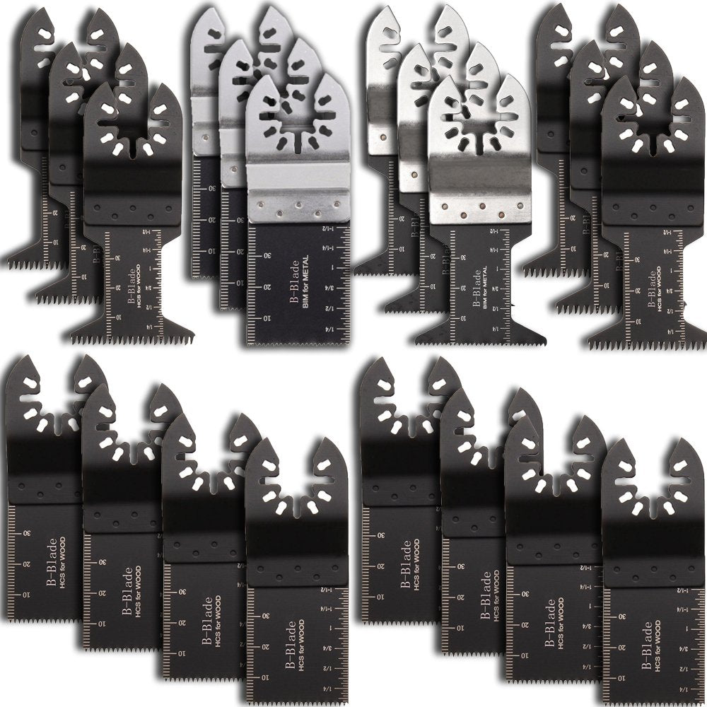 20 Pcs Mix Oscillating Saw Blades, Professional Wood/Metal Universal Multitool Quick Release Saw Blades Fit Fein Multimaster, Ryobi, Milwaukee, Bosch,