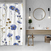 ASDCXZ Flowers Shower Curtain 120 x 180 cm, Spring Watercolour Blue Flowers Plants White Bathroom Washable Narrow Shower Curtains Polyester Textile