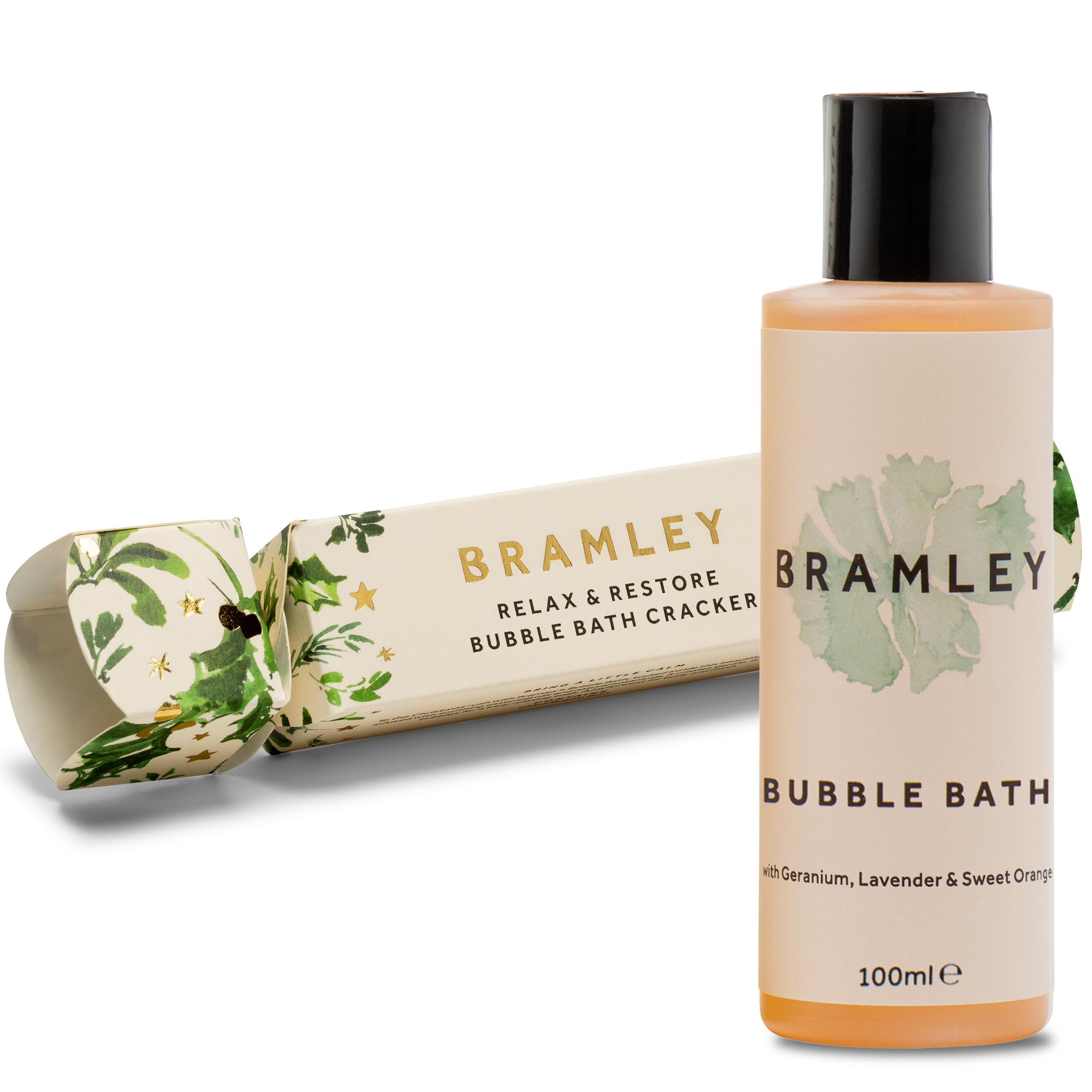 Bramley Bubble Bath Relax & Restore Cracker Gift Set - Christmas Pamper Gift with 100ml Luxury Bubble Bath - Vegan & Cruelty Free