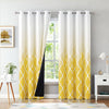 Beauoop Blackout Curtains for Living Room Yellow Ombre Curtains 90 Inch Drop Geometric Print Eyelet Curtain for Bedroom Room Darkening Thermal